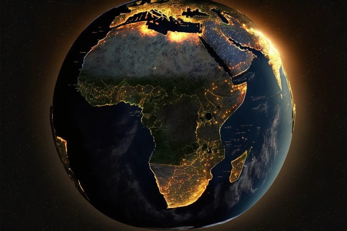 Illustrasjon av Afrika sett fra verdensrommet