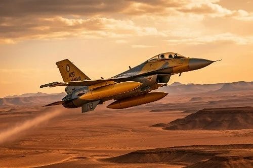 Fighter jet in desert